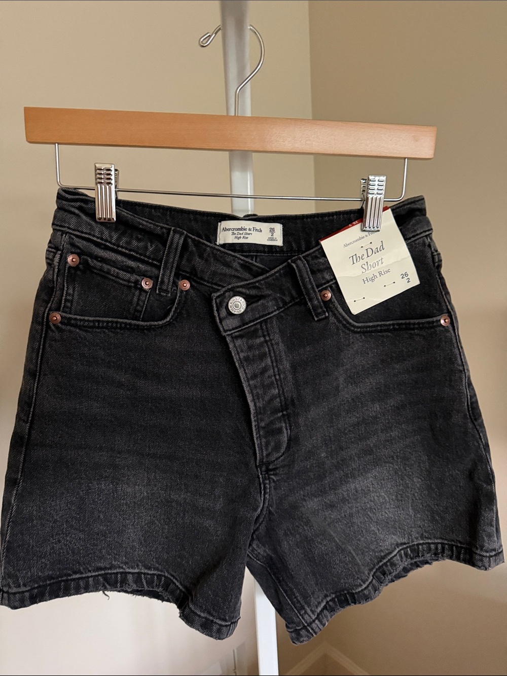 Abercrombie & Fitch Black High-Rise Dad Jean Shorts